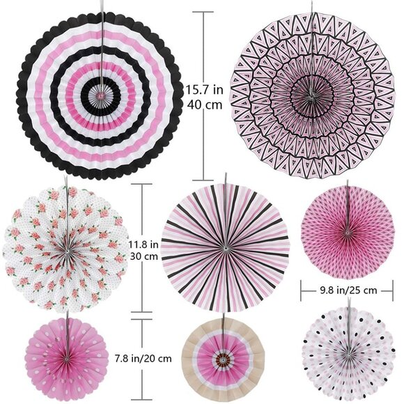 HOLA FIESTA - 12 - Multi-Color Paper Fans Flower and 2X4m Hangings for Halloween - Picture 2 of 3